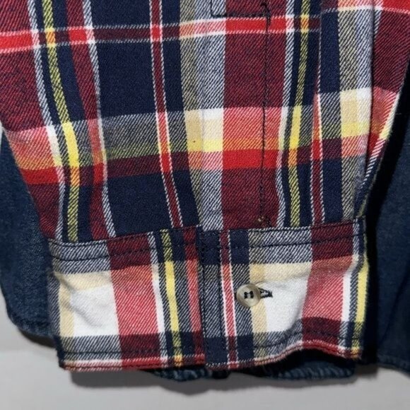 Country Store Denim Shirt With Plaid Sleeves Button-Down 3X 100% Cotton Womens - Picture 6 of 8